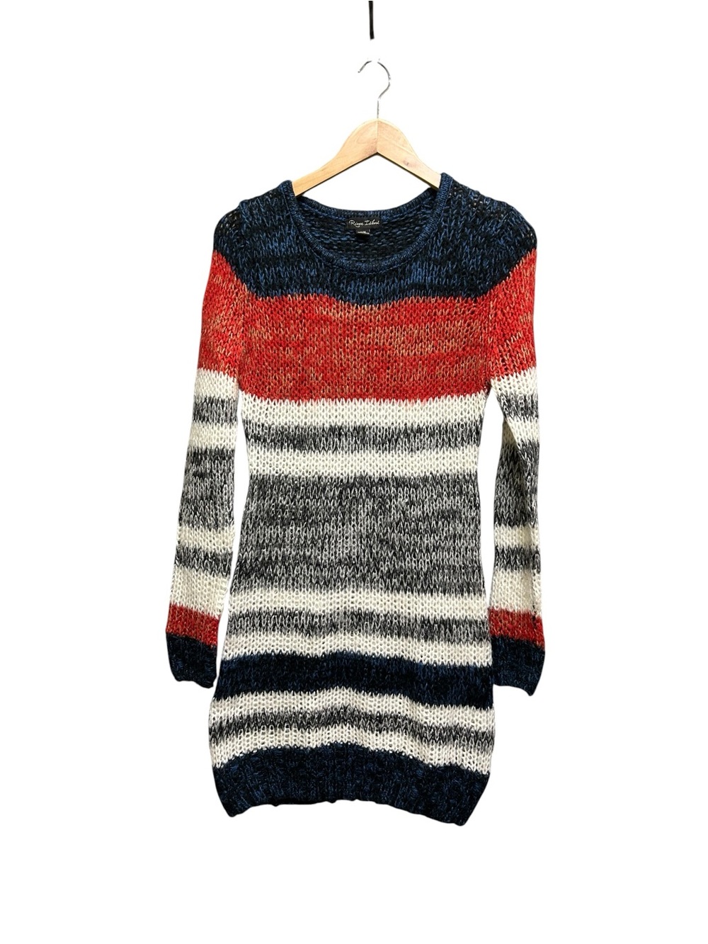 River Island Bold Striped Multicolor Knit Sweater Dress Size M